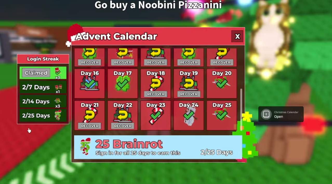 Steal A Brainrot screenshot used to remind players where to redeem codes in the Shop UI